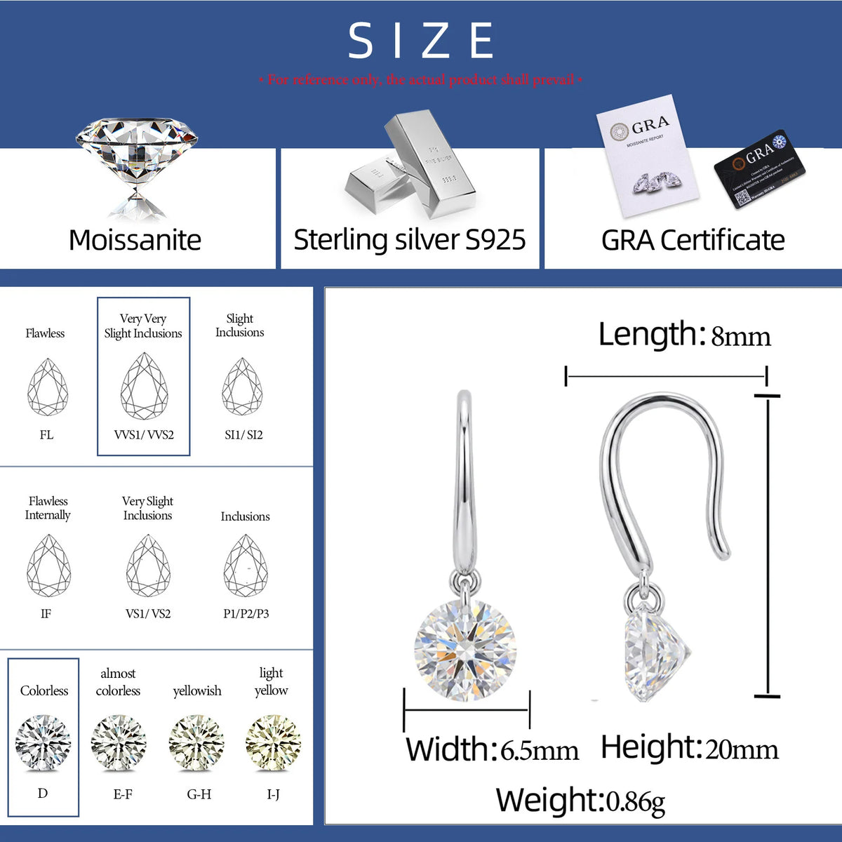 Moissanite U-Shaped Drop Hoop Earrings, image 4