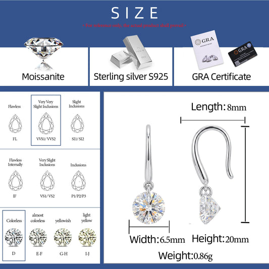 Moissanite U-Shaped Drop Hoop Earrings, image 4