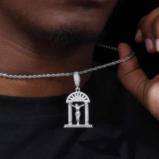 Iced Out Crucifix Arch Pendant Necklace for Men, image 6