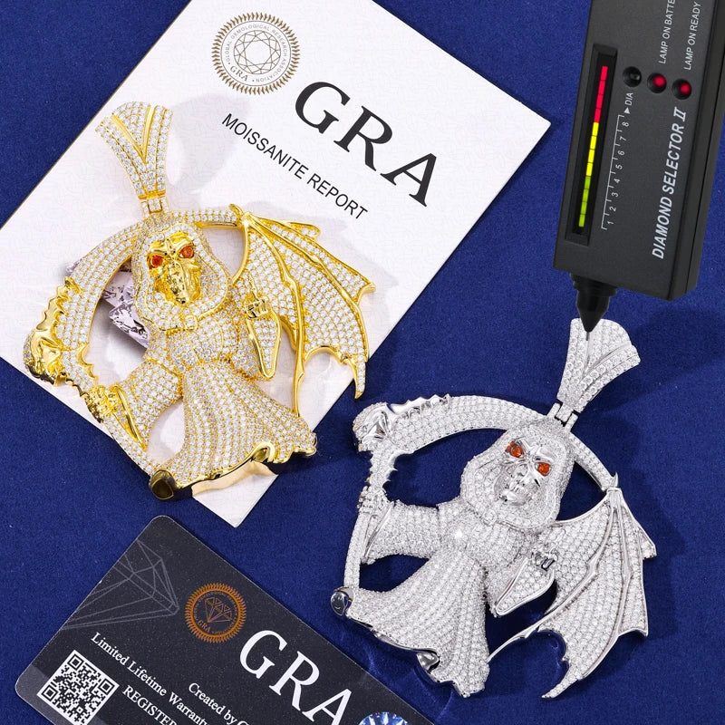 Iced Out Grim Reaper Pendant Necklace for Men, image 4
