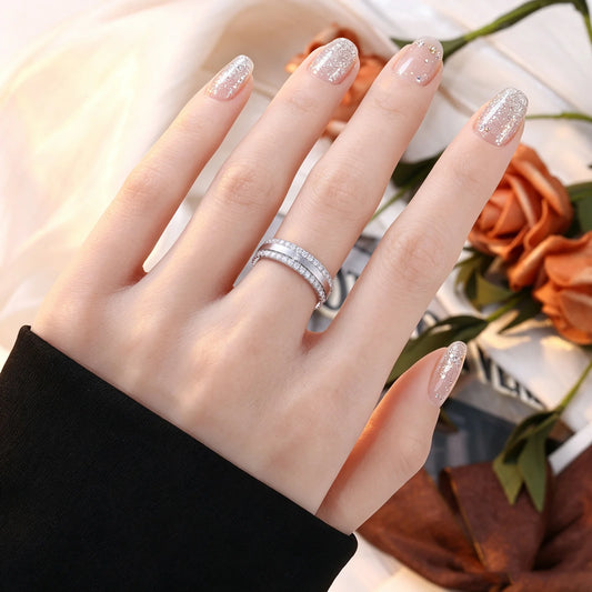 Moissanite Double Row Eternity Band Ring, image 5