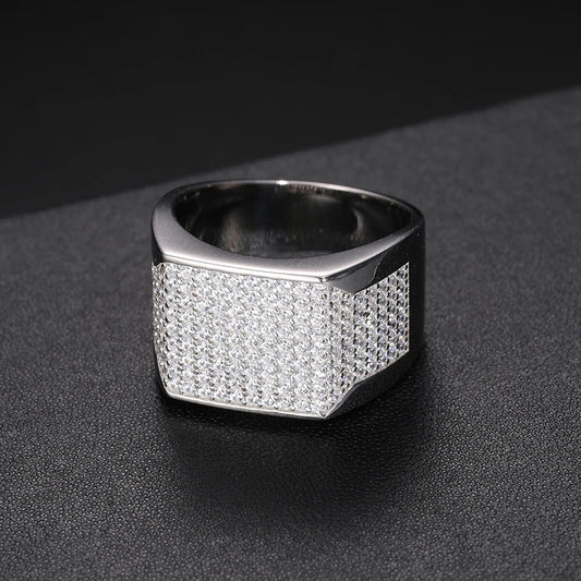 Iced Out Moissanite Square Signet Ring for Men, image 5