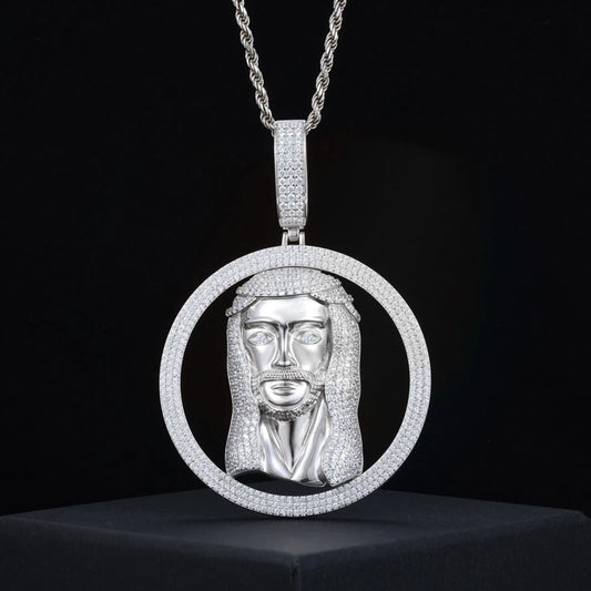 Iced Out Jesus Medallion Pendant for Men, image 6