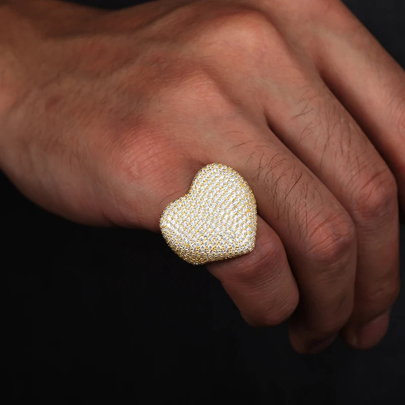 Iced Out Pave Heart Ring for Men, image 6