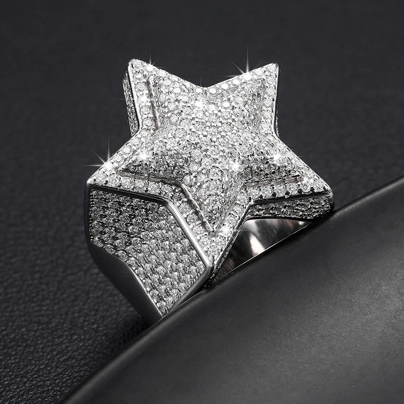 Iced Out Star Ring for Men, image 5