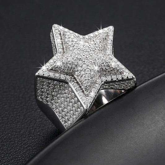 Iced Out Star Ring for Men, image 5