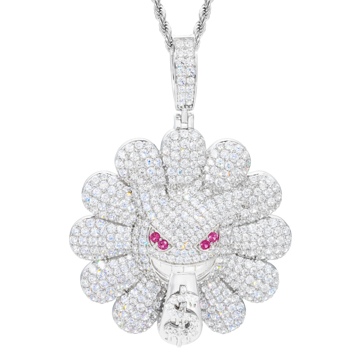 Iced Out Ghost Flower Pendant for Men