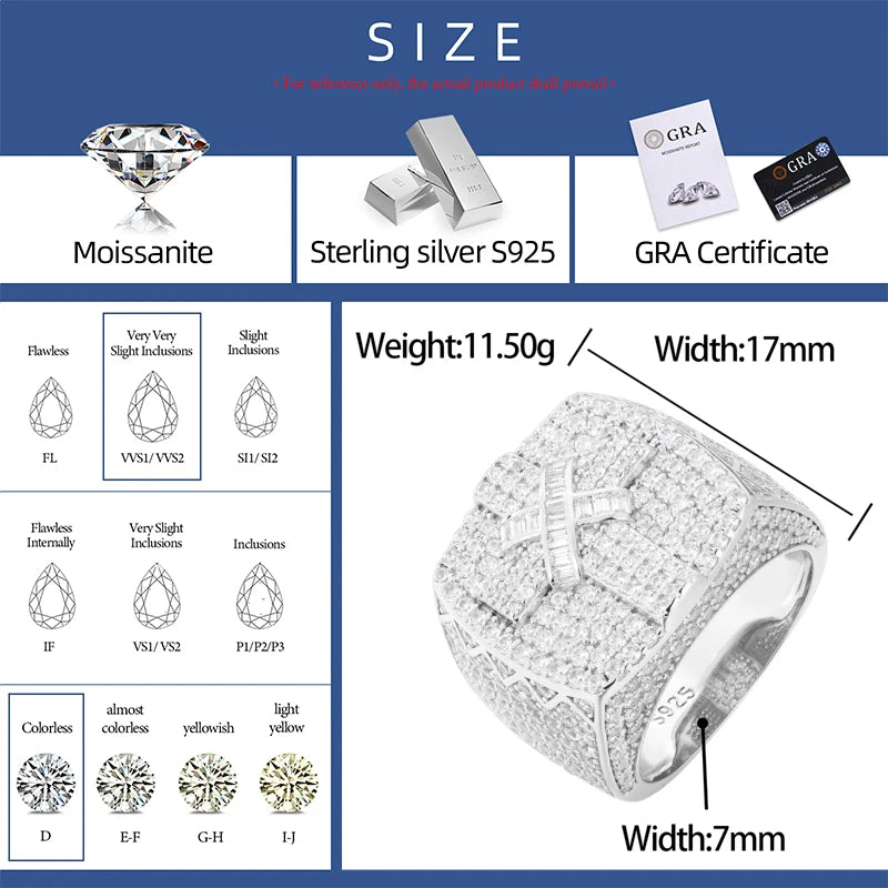 Iced Out Cross Band Ring for Men, image 3