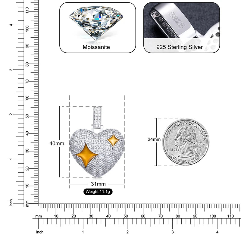 Iced Out Heart Pendant for Men, image 4