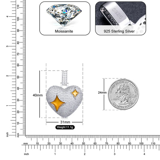 Iced Out Heart Pendant for Men, image 4