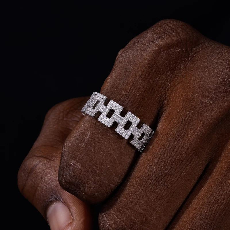 8mm Moissanite Cuban Link Ring for Men, image 3