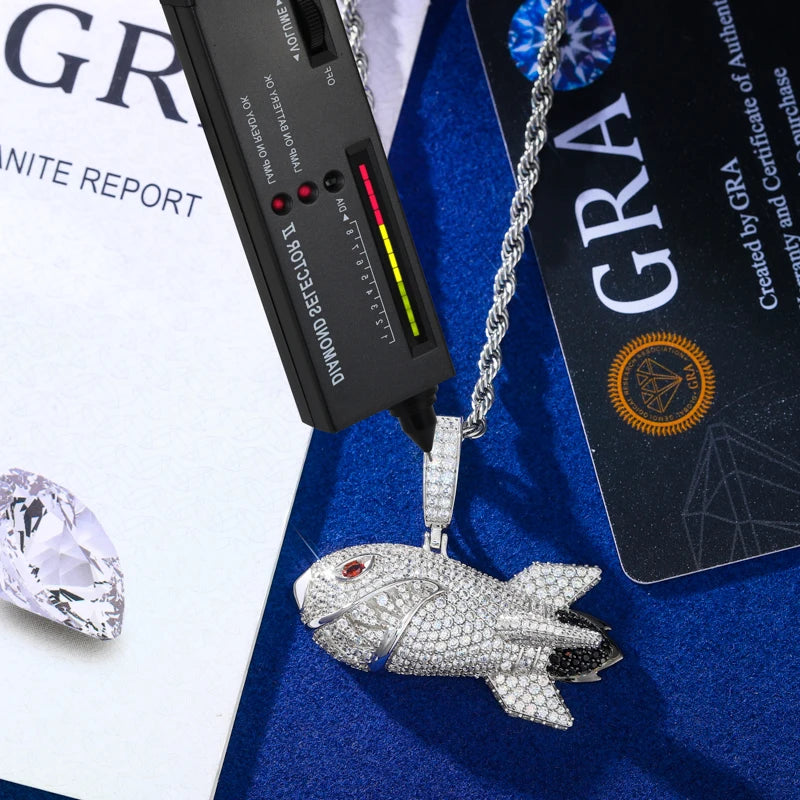 Iced Out Shark Pendant Necklace for Men, image 4