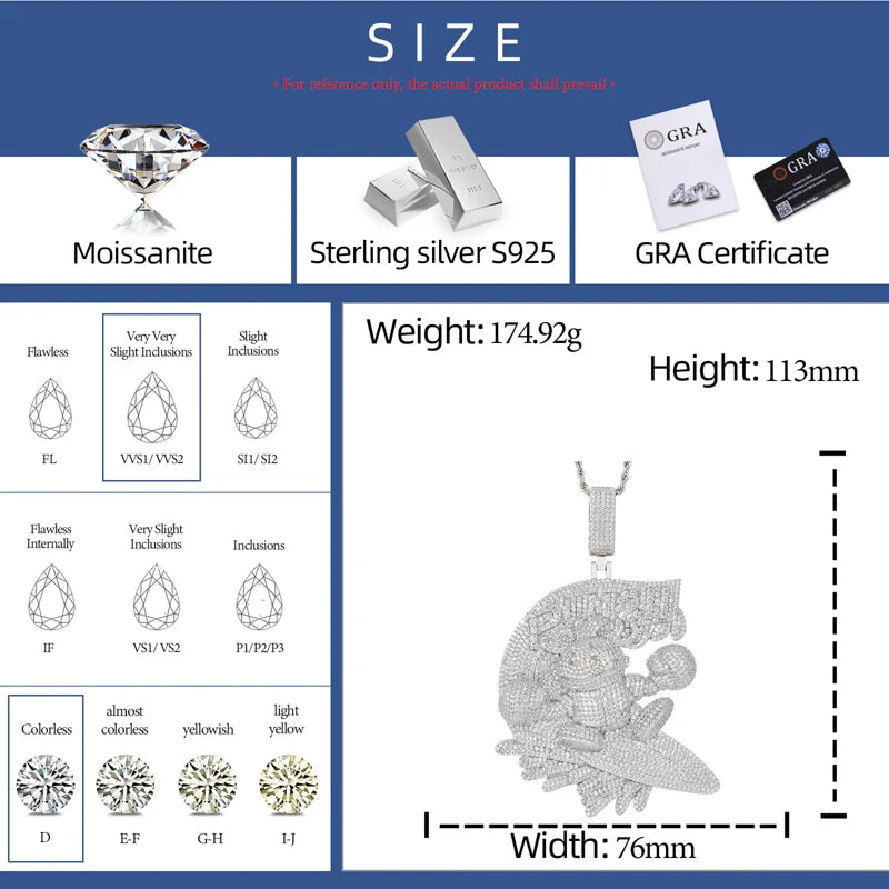 Iced Out Cartoon Boxer Pendant Necklace for Men, image 3