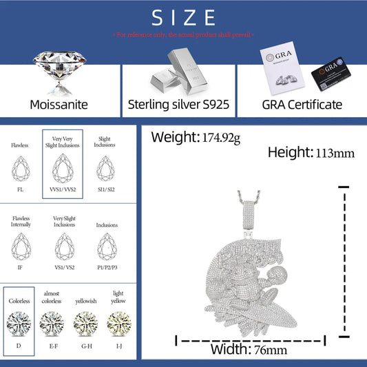 Iced Out Cartoon Boxer Pendant Necklace for Men, image 3