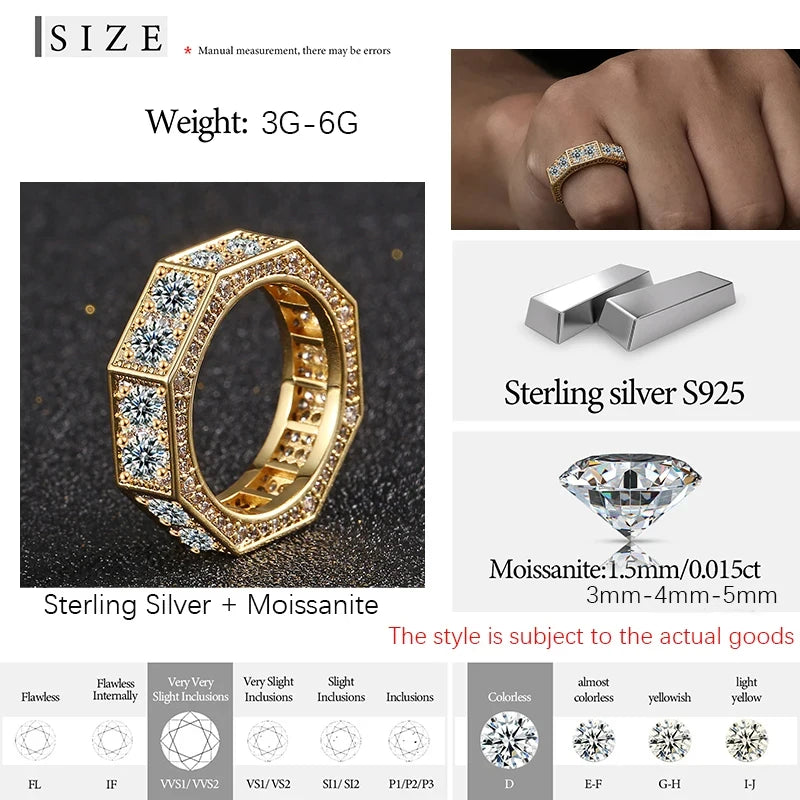 Iced Out Faceted Band Ring for Men, image 10