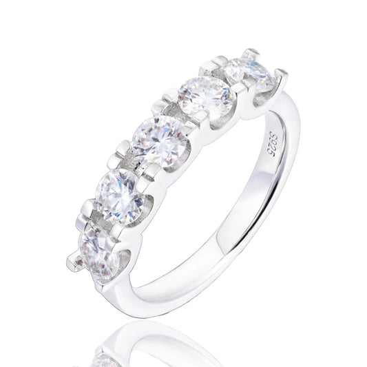 Iced Out Moissanite Half Eternity Band Ring