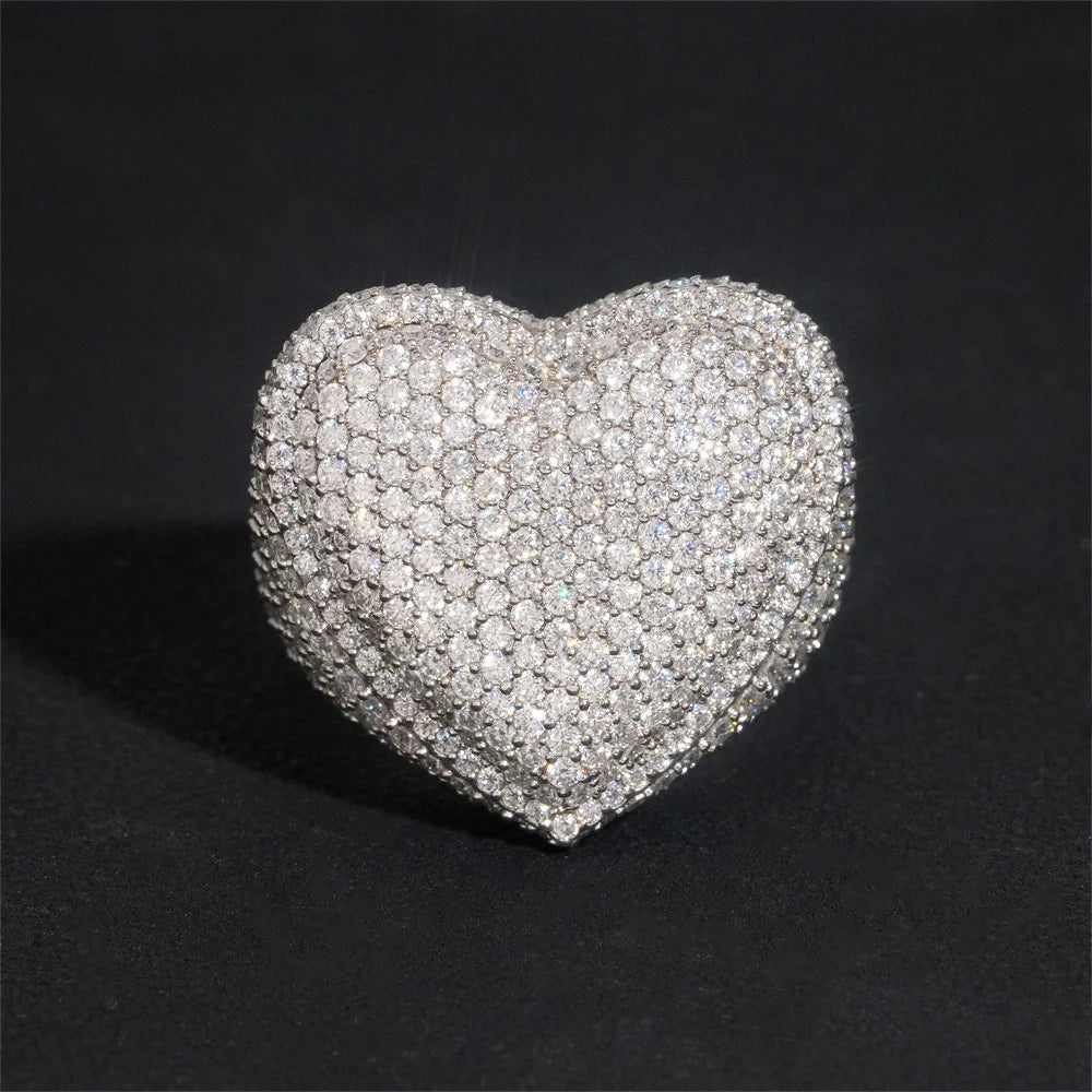 Iced Out Pave Heart Ring for Men, image 3