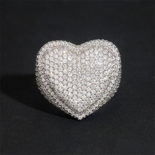 Iced Out Pave Heart Ring for Men, image 3