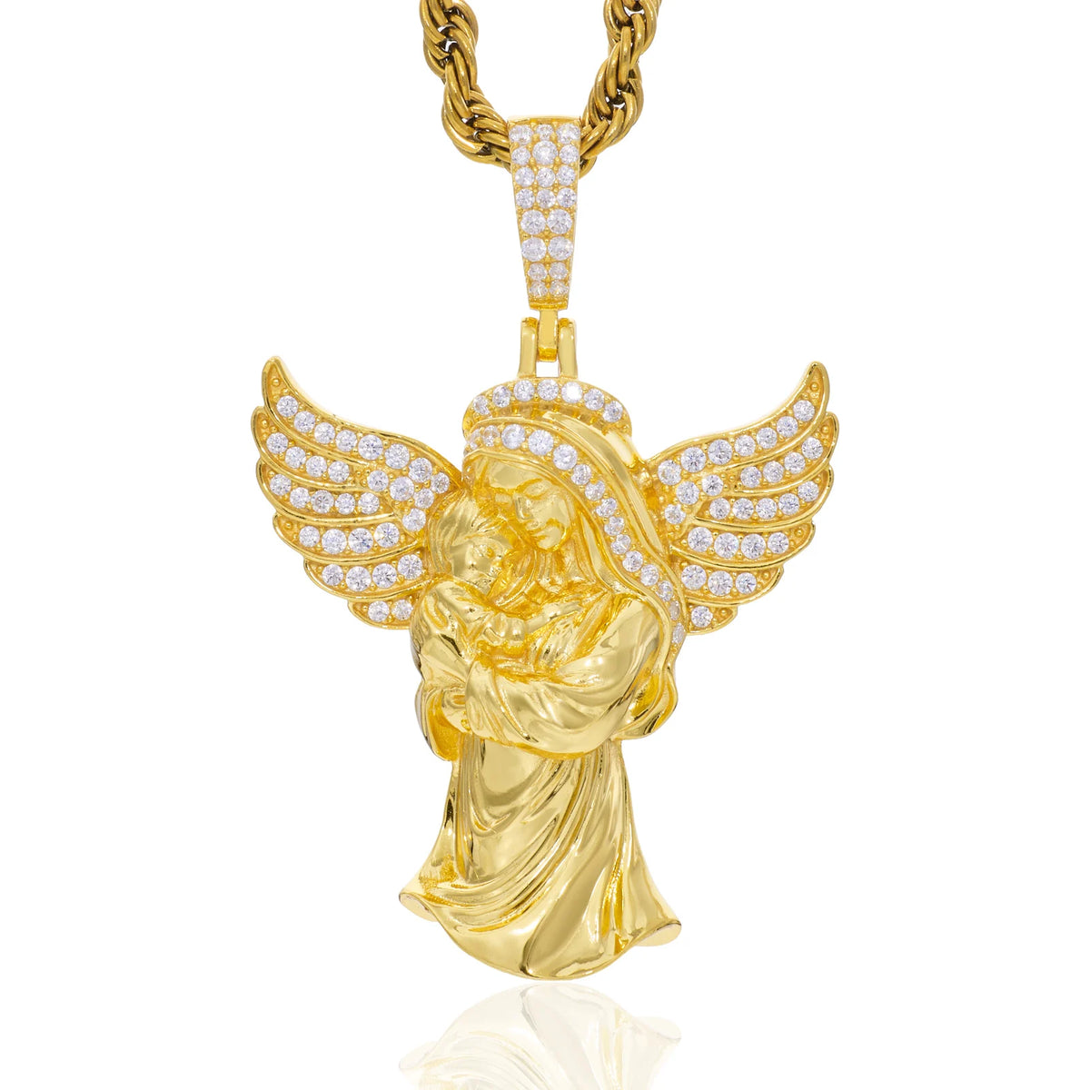 Iced Out Angel Pendant Necklace for Men, image 8