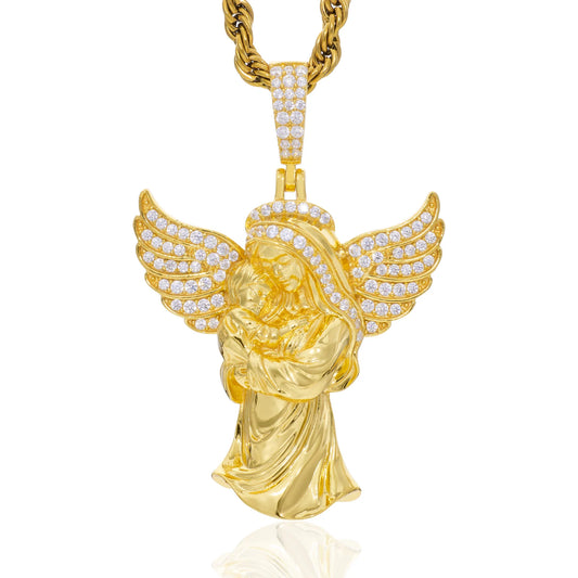 Iced Out Angel Pendant Necklace for Men, image 8