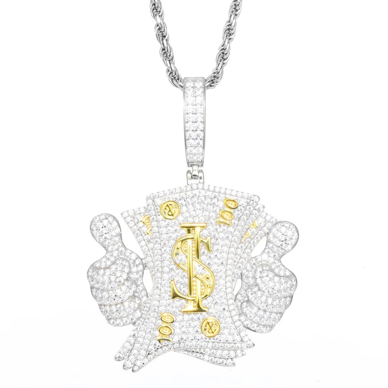 Iced Out Money Pendant Necklace for Men, image 15