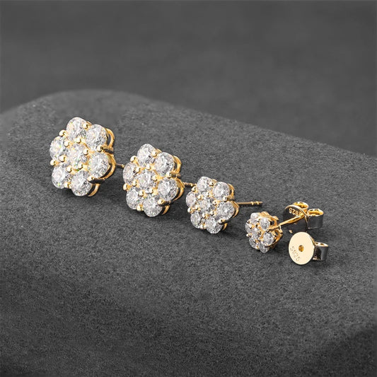 Moissanite Flower Cluster Stud Earrings, image 4