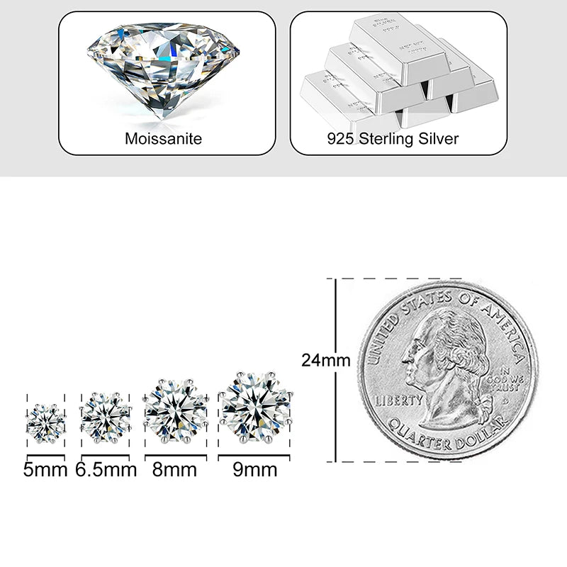 Round Cut Moissanite Stud Earrings, image 5