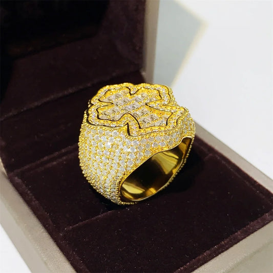 Iced Out Baguette Cross Ring for Men, image 4