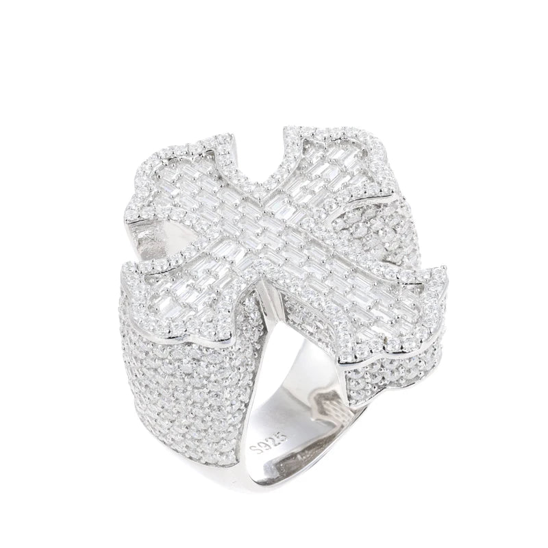 Iced Out Cross Ring for Men, image 8