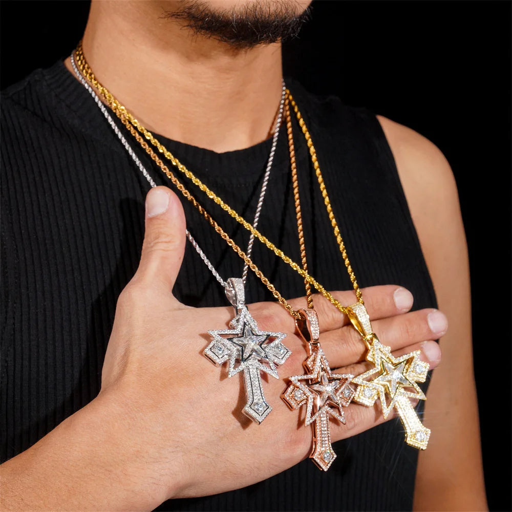Star Cross Pendant Necklace for Men, image 3