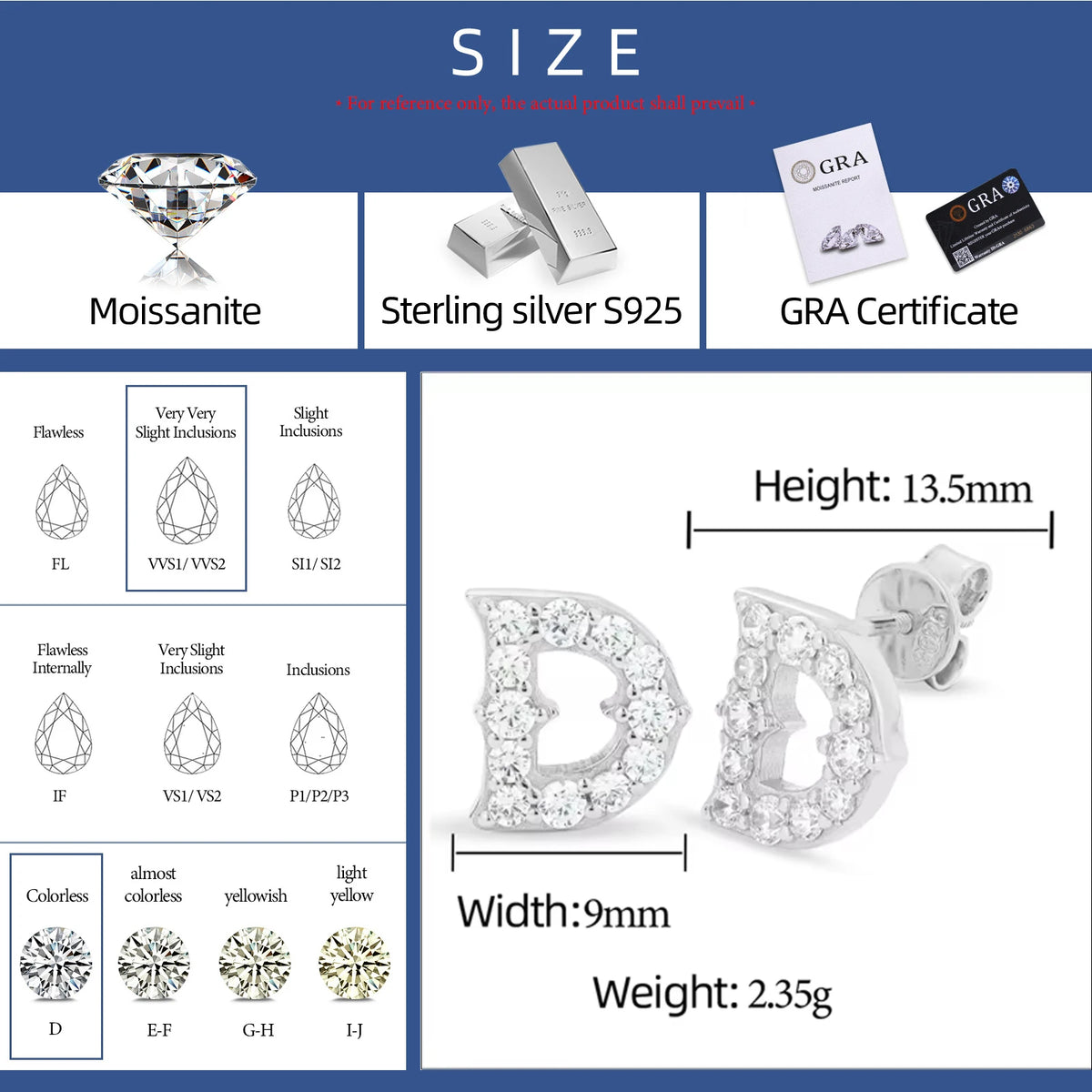 Iced Out Letter D Stud Earrings, image 3