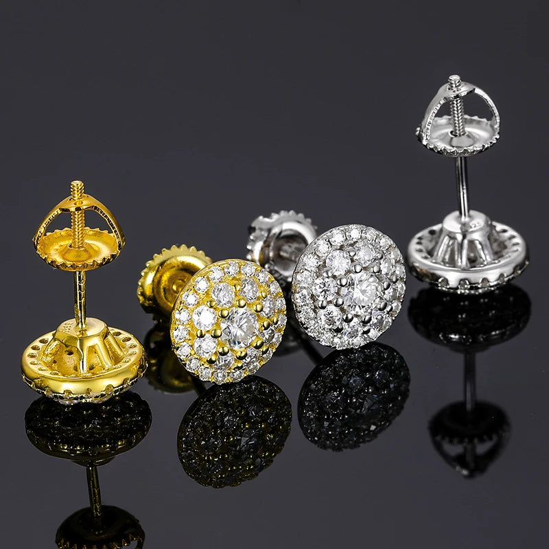Moissanite Pave Dome and Solitaire Stud Earrings, image 6