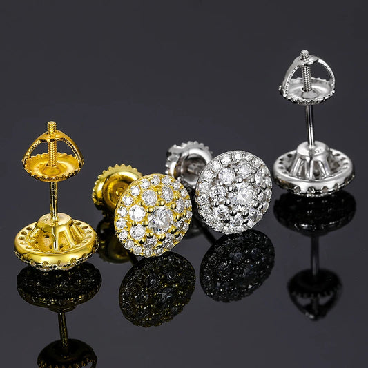 Moissanite Pave Dome and Solitaire Stud Earrings, image 6