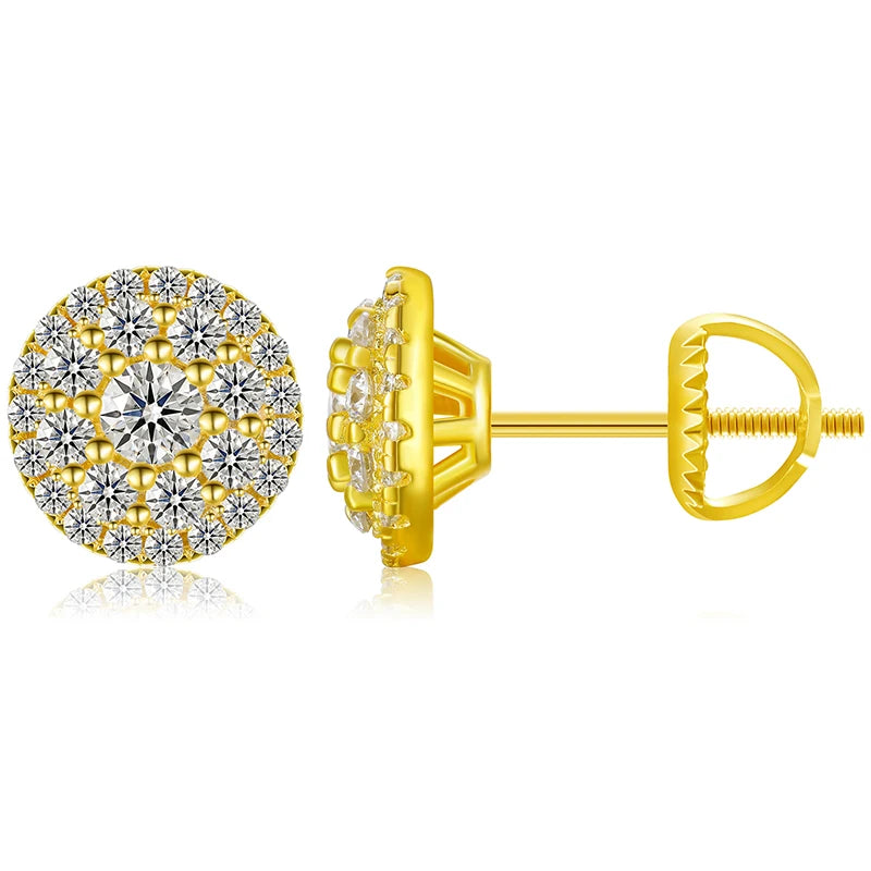 Moissanite Pave Dome and Solitaire Stud Earrings, image 10