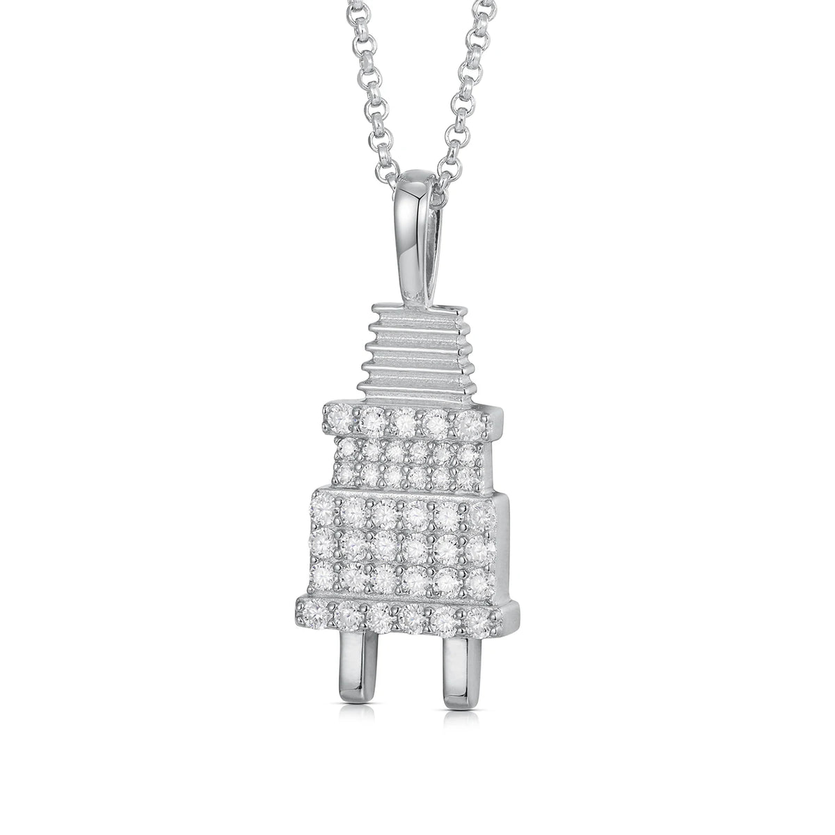 Iced Out Electric Plug Pendant Necklace for Men, image 7