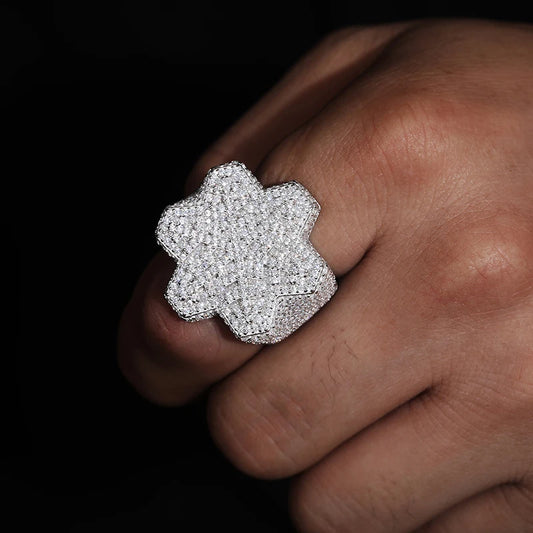 Iced Out Snowflake Ring for Men, image 3