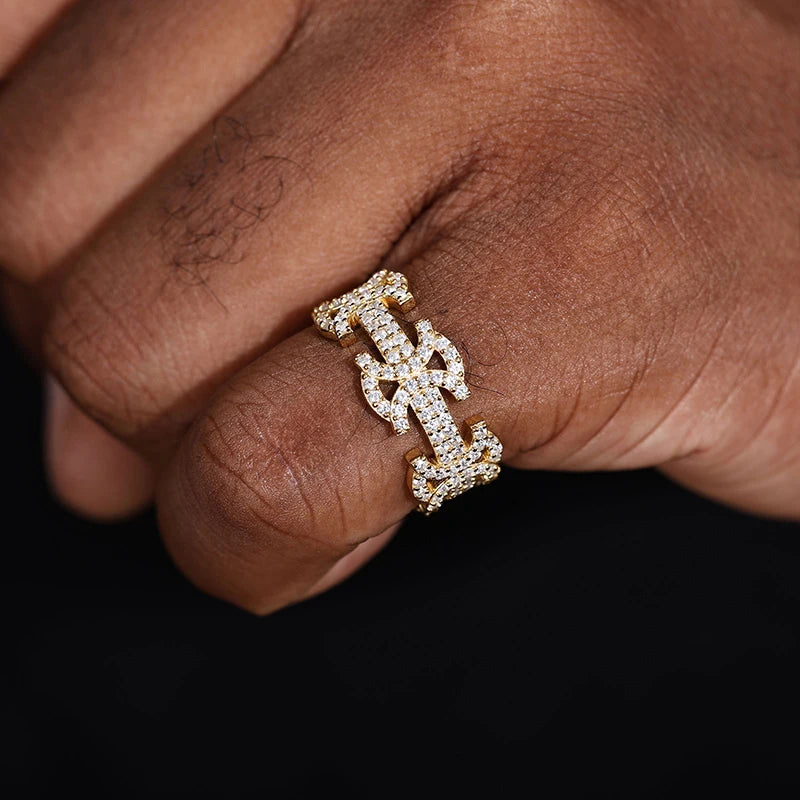 Iced Out Byzantine Pattern Band Ring, image 7