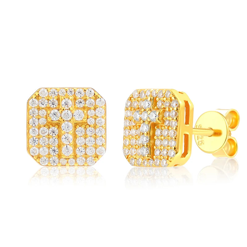 Moissanite Square Cross Stud Earrings, image 9