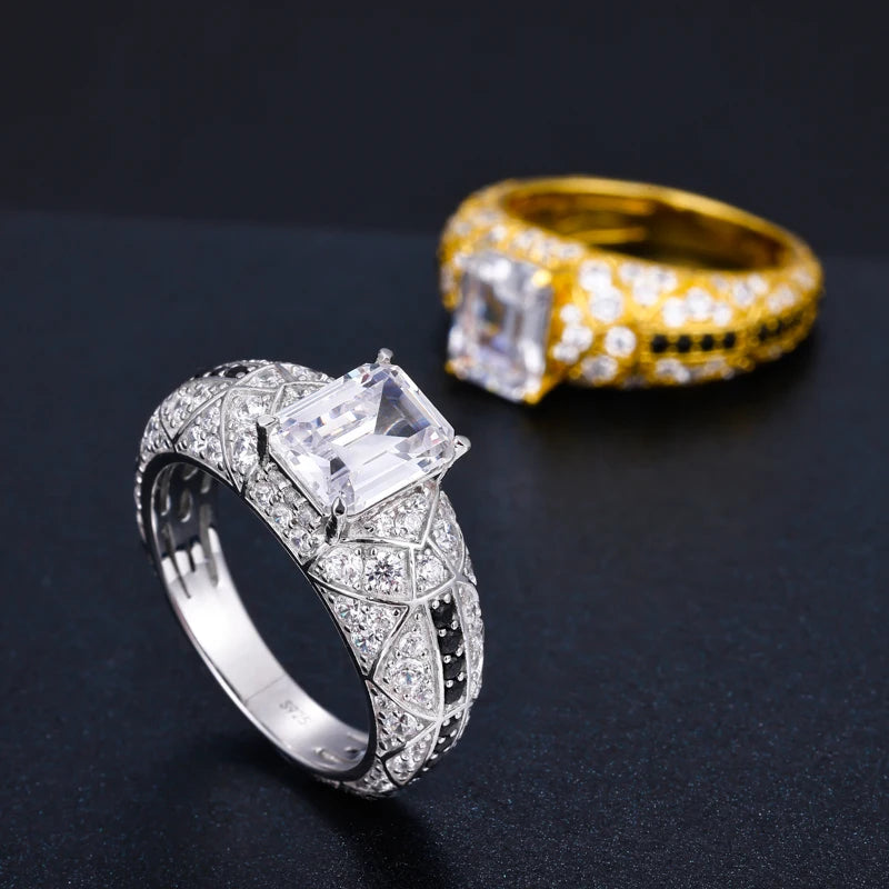 Emerald Cut Moissanite or Cubic Zirconia Signet Ring for Men, image 3