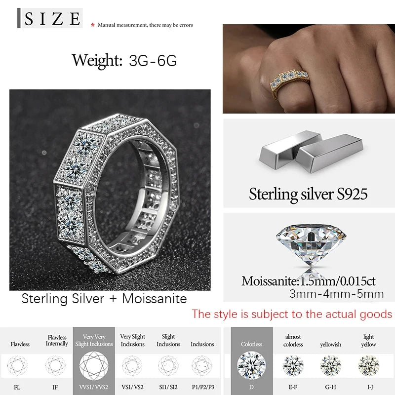 Iced Out Faceted Band Ring for Men, image 9