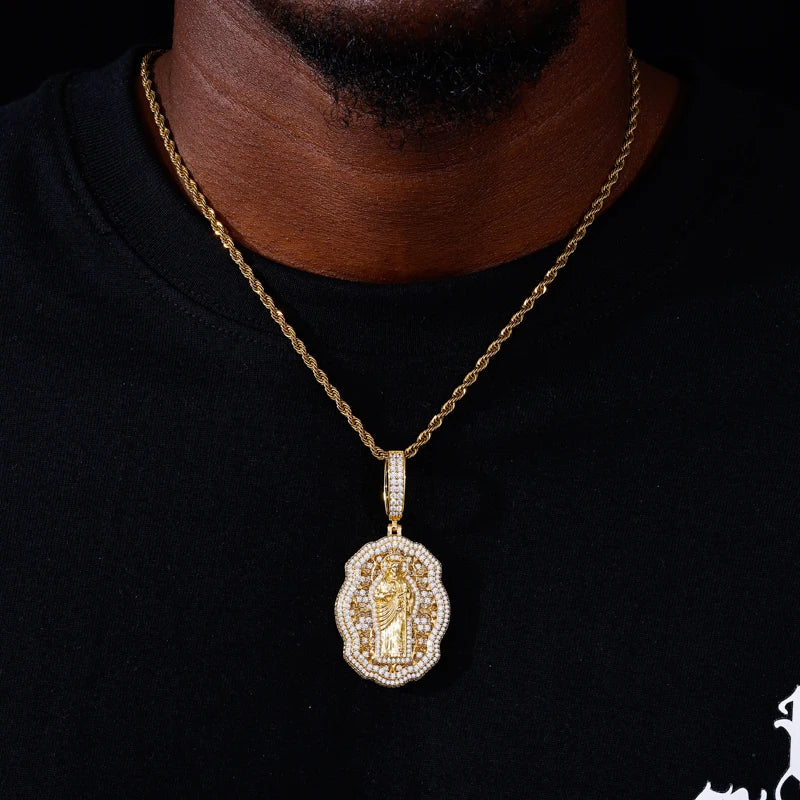 Iced Out Jesus Medallion Pendant Necklace for Men, image 7