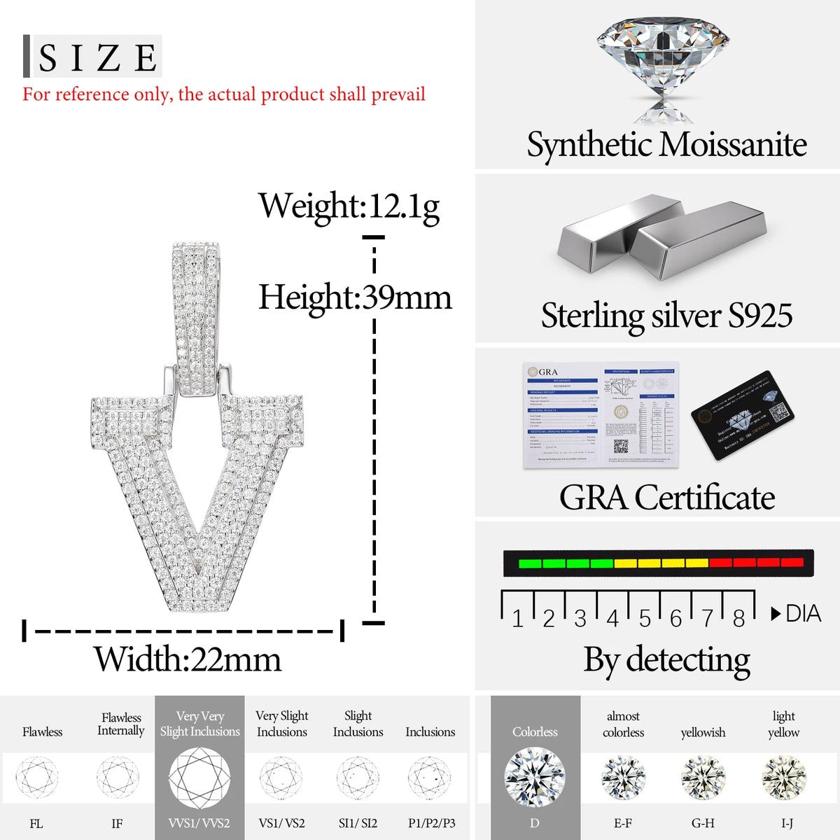 Moissanite Initial Pendant for Men, image 35