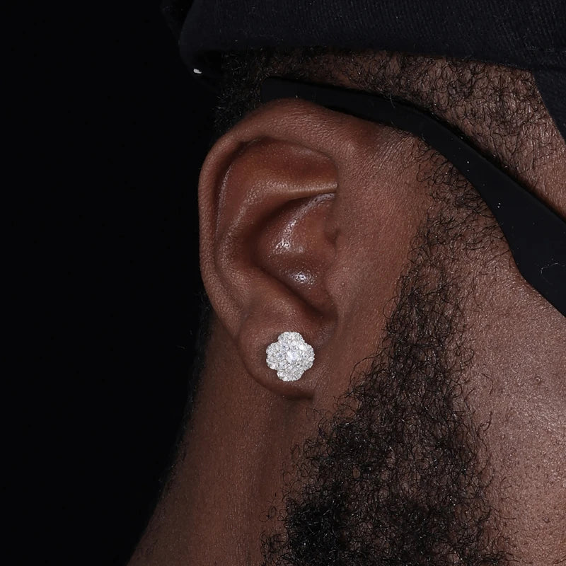Moissanite Clover Cluster Stud Earrings, image 7