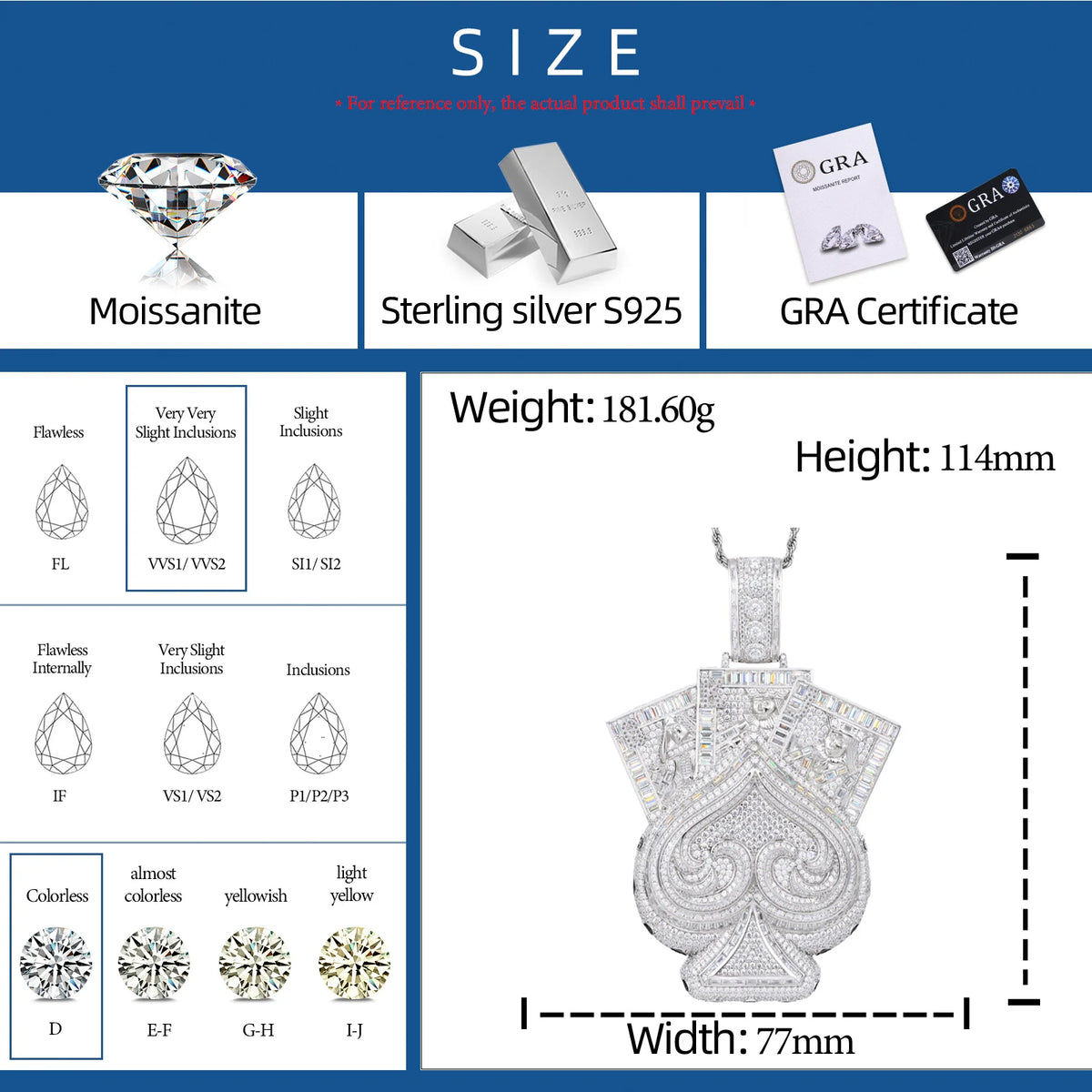 Iced Out Ace of Spades Pendant Necklace for Men, image 4