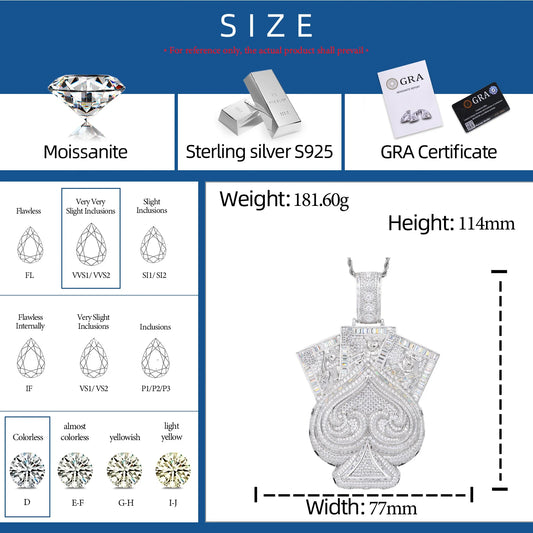 Iced Out Ace of Spades Pendant Necklace for Men, image 4