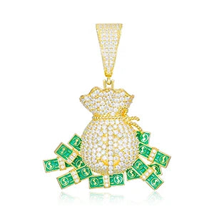 Iced Out Money Bag Pendant Necklace for Men, image 7