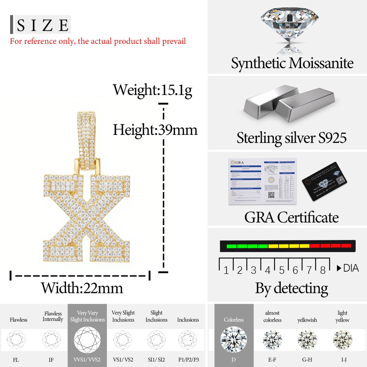 Moissanite Initial Pendant for Men, image 44