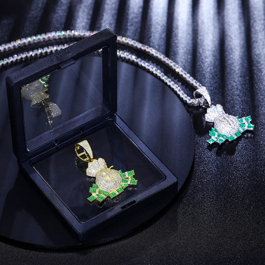 Iced Out Money Bag Pendant Necklace for Men, image 5