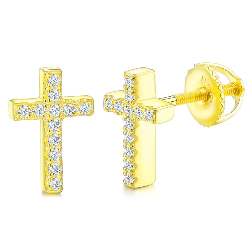 Moissanite Cross Stud Earrings