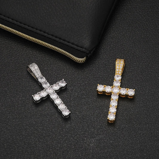 5mm Moissanite Cross Pendant Necklace for Men, image 3